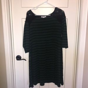 Motherhood Maternity Striped dress w/ Lace detail